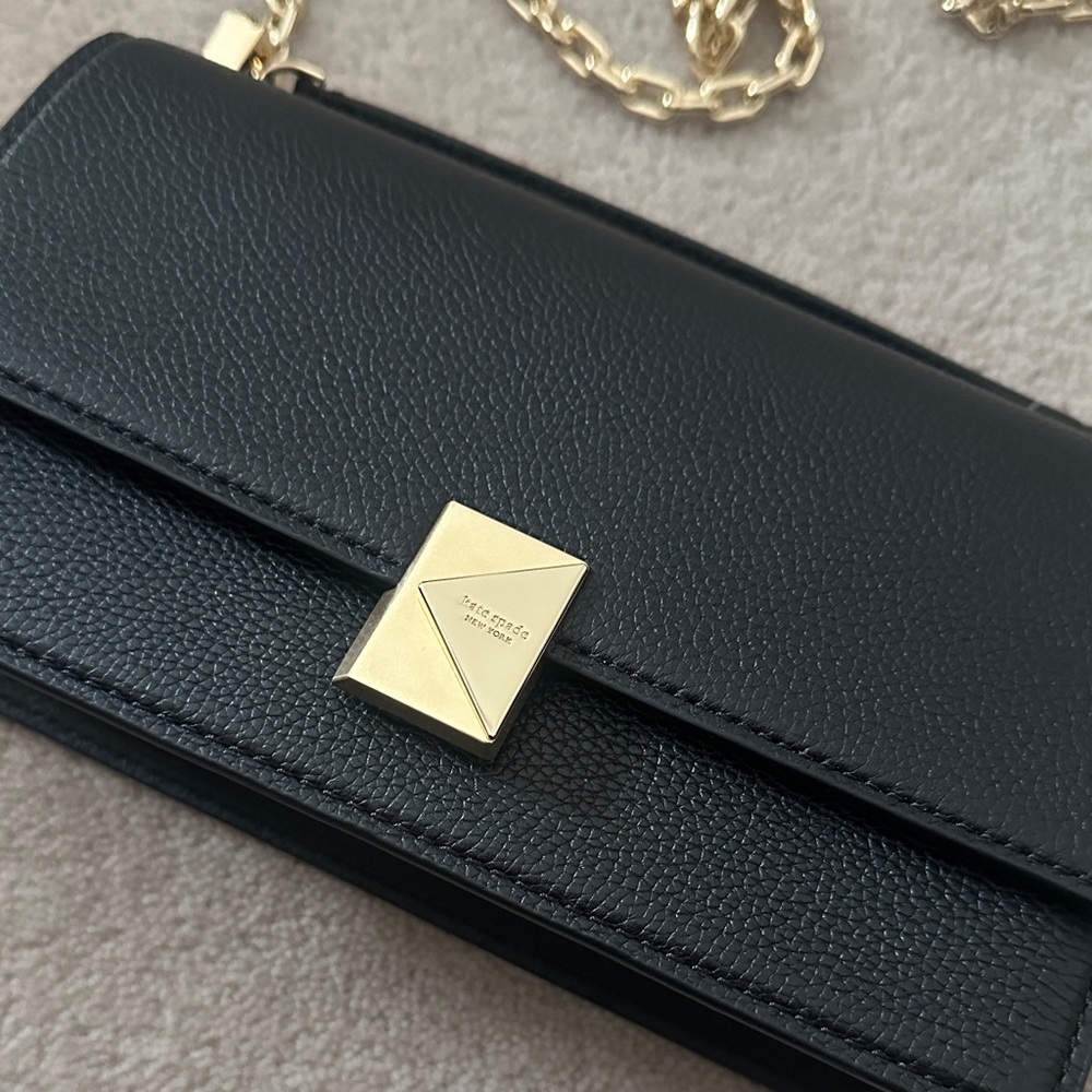Kate Spade Black Crossbody with Gold Chain - Picture 2 of 8
